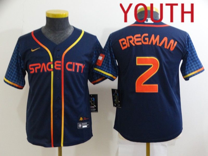 Youth Houston Astros #2 Bregman Blue City Edition Game Nike 2022 MLB Jersey->youth mlb jersey->Youth Jersey